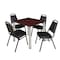 Kee Kee Square Table & Chair Set, Wood, Metal, Vinyl Top, Mahogany TB3030MHBPCM29BK - alternate 1